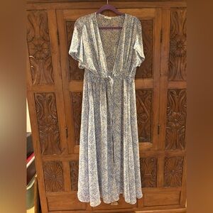 Floral Blue Maxi kimono